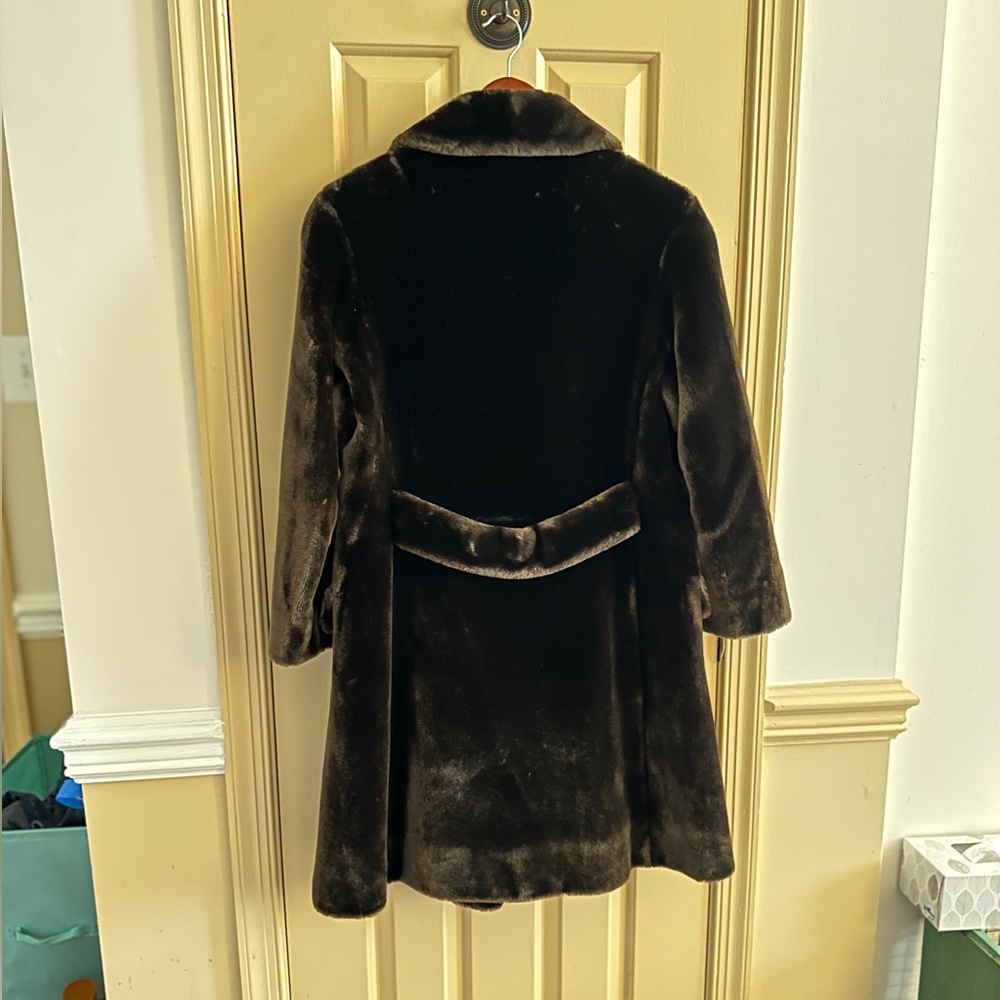 Luxurious Vintage Double-Breasted Chocolate Brown Faux Fur Teddy Coat W/P-S - Picture 3 of 11